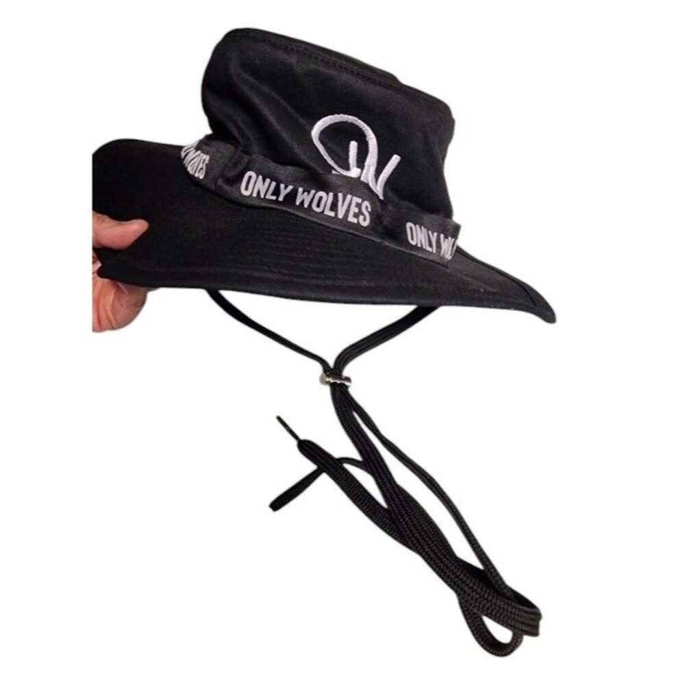 Only Wolves Boonie Hat Black or Brown NWOT Adjustable Chin Strap Cotton Blend